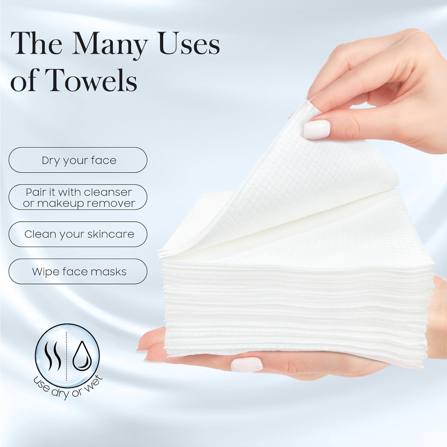 2 Pack of 50 Count XL Disposable Face Towels 10” X 12”, 100% Viscose Fibre, Soft & Skin Friendly Face Towelettes Disposable, Facial Tissue Wipes for Women Cleansing