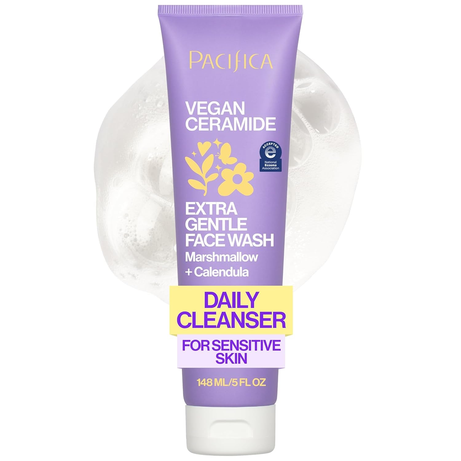 Face Wash for Sensitive Skin Facial Cleanser Vegan Ceramide Barrier Repair Extra Gentle for Daily Fragrance Free for Sensitive Skin, Clean Beauty, Vegan & Cruelty-Free Dermatologist Tested