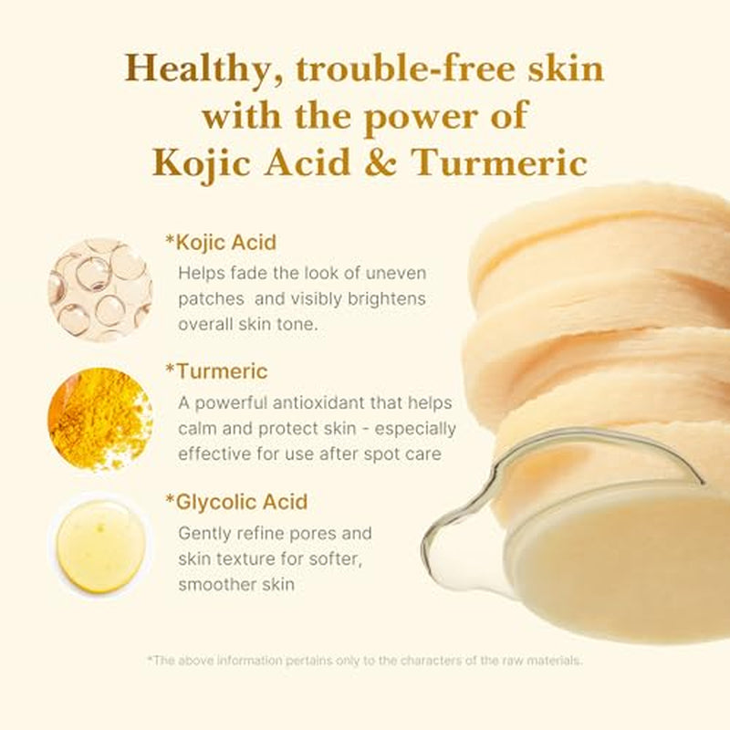 Kojic Acid Prep and Seal Duo for Troubled Skin: Kojic Acid Turmeric Overnight Wrapping Peel off Mask 2.0 and Kojic Acid Turmeric Clarifying Toner Pad
