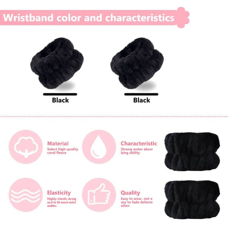 Wrist Bands for Washing Face, Arm Face Wash Wristbands, Wrist Towels Cuffs for Washing Face, Wrist Water Catcher, Microfiber Spa Skincare Sweat Wristbands for Women