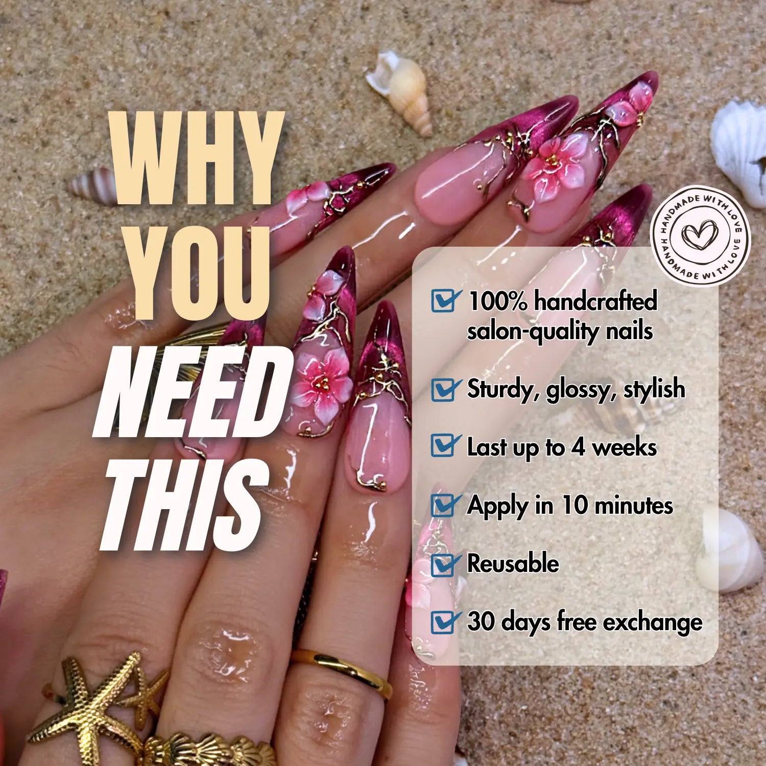 Nailphoria BERRY POLKA -SUMMER Handmade Press-On Nails | Reusable, Salon-Quality, Long-Lasting, Glossy Design