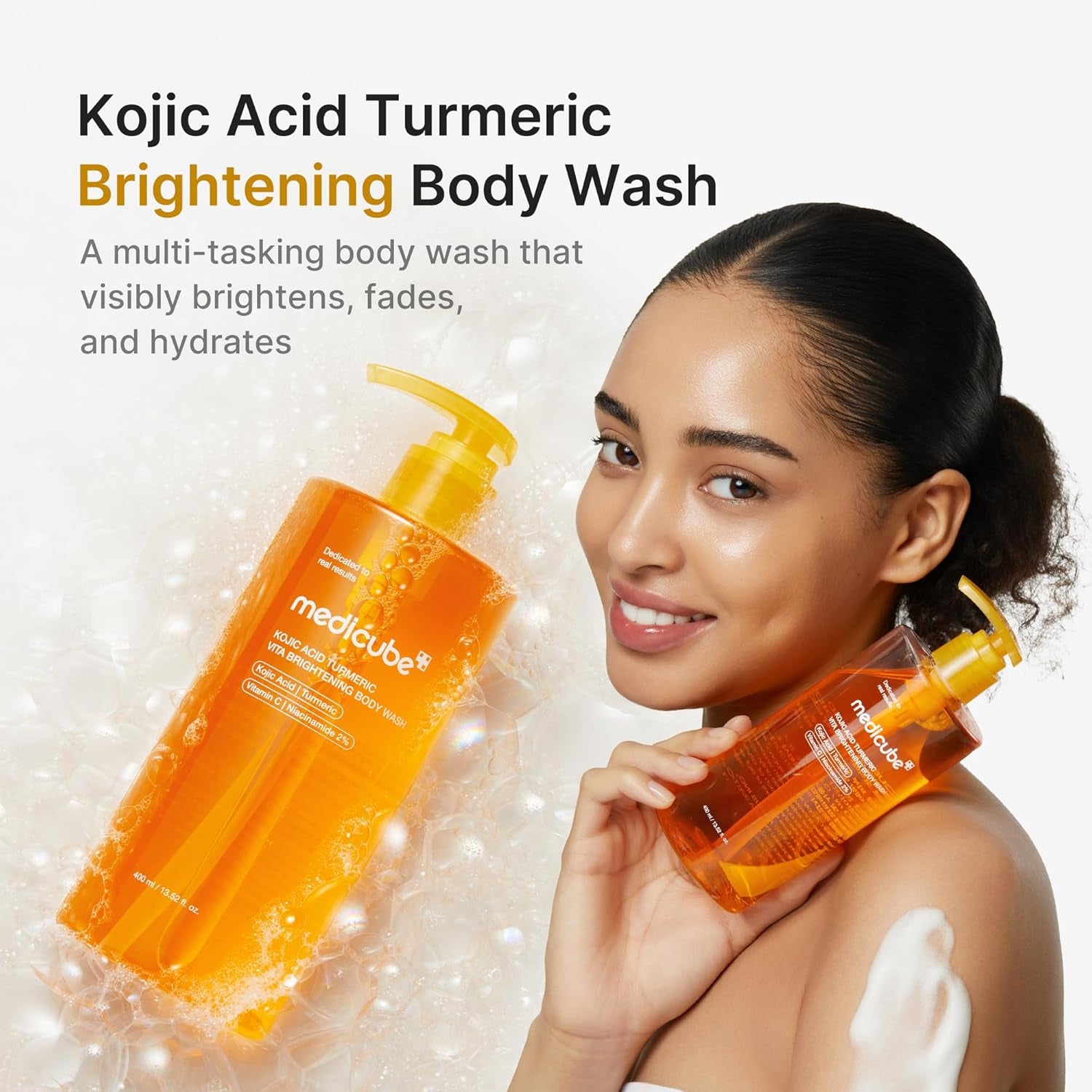 Kojic Acid Body Wash & Prep Duo: Kojic Acid Turmeric Toner Pads and Turmeric Body Wash | Simple Cleanse & Swipe Routine for Glowing-Looking Body Skin