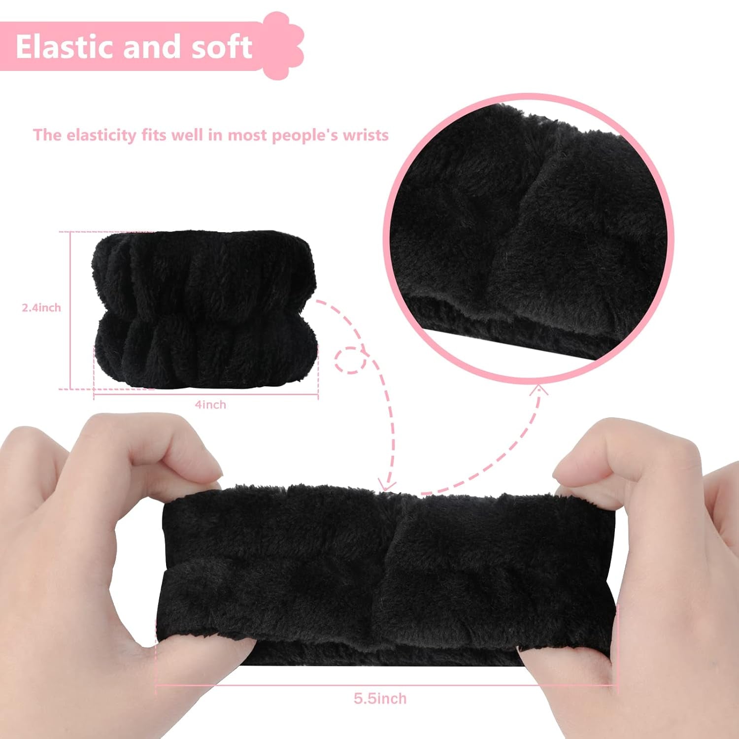 Wrist Bands for Washing Face, Arm Face Wash Wristbands, Wrist Towels Cuffs for Washing Face, Wrist Water Catcher, Microfiber Spa Skincare Sweat Wristbands for Women