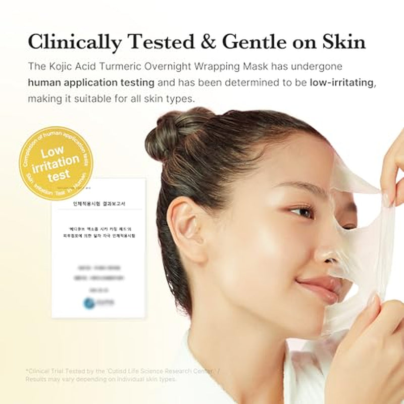 Kojic Acid Overnight Care & Nourish Duo for Troubled Skin: Kojic Acid Turmeric Overnight Wrapping Peel off Mask 2.0 and Kojic Acid Turmeric Clarifying & Balancing Capsule Serum