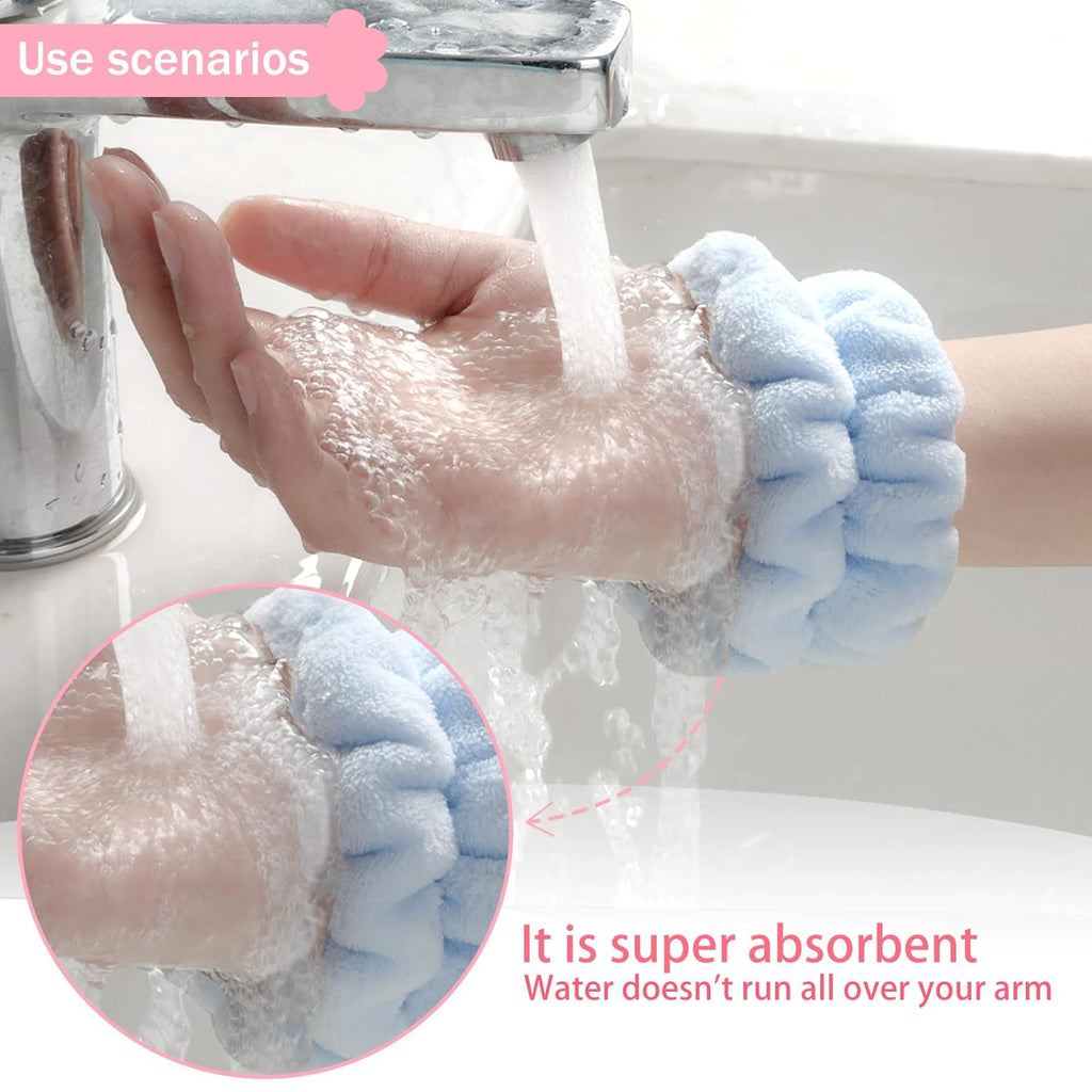 Wrist Bands for Washing Face, Arm Face Wash Wristbands, Wrist Towels Cuffs for Washing Face, Wrist Water Catcher, Microfiber Spa Skincare Sweat Wristbands for Women